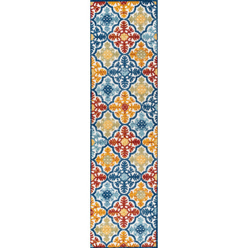 Cassis Ornate Ogee Trellis High-low Indoor/outdoor Area Rug